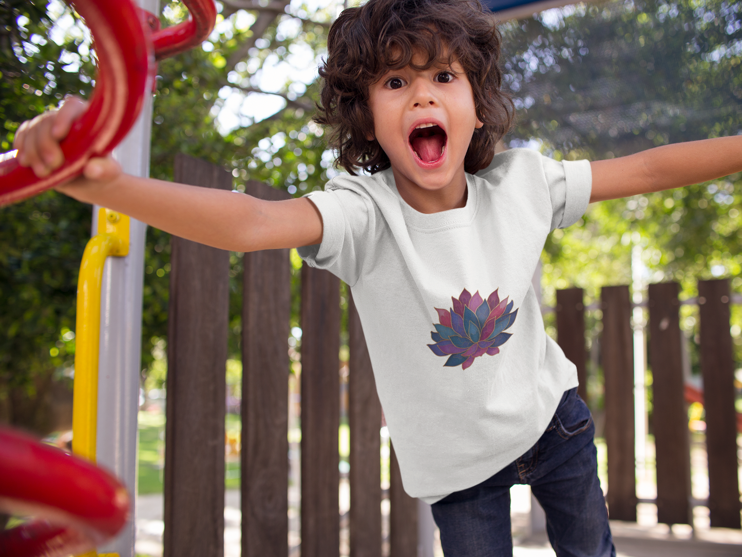 Youth Lotus Flower Yoga Tee | Bohemian Style Shirt for Kids I Summer Fashion for Young Yogis I Gift for Nature Lovers I Relaxed Fit T-Shirt