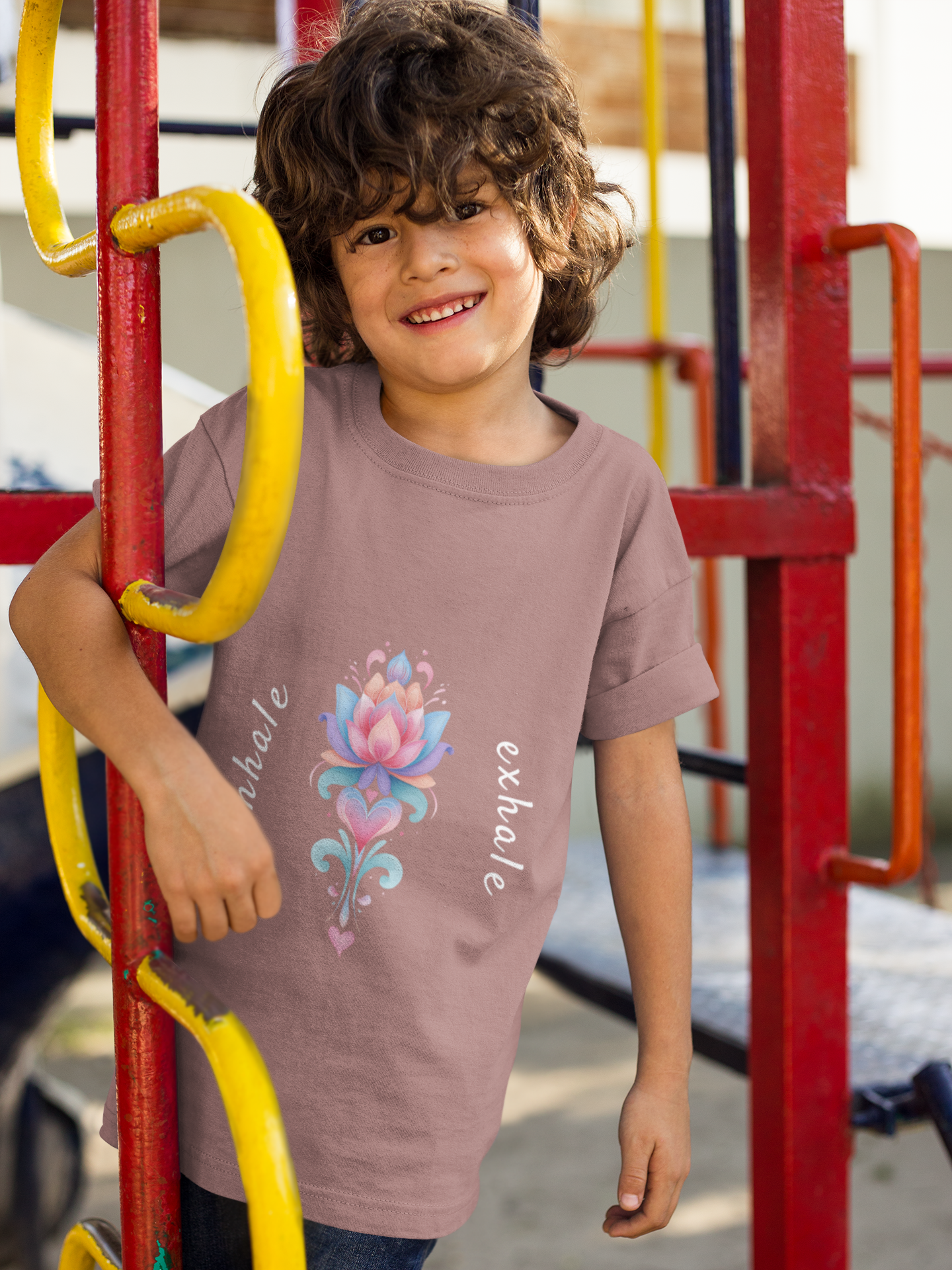 Lotus Flower Inhale Exhale Unisex Youth Yoga Tee | Yoga Inspirational T-Shirt for Kids I Youth Yoga Mindfulness  Apparel