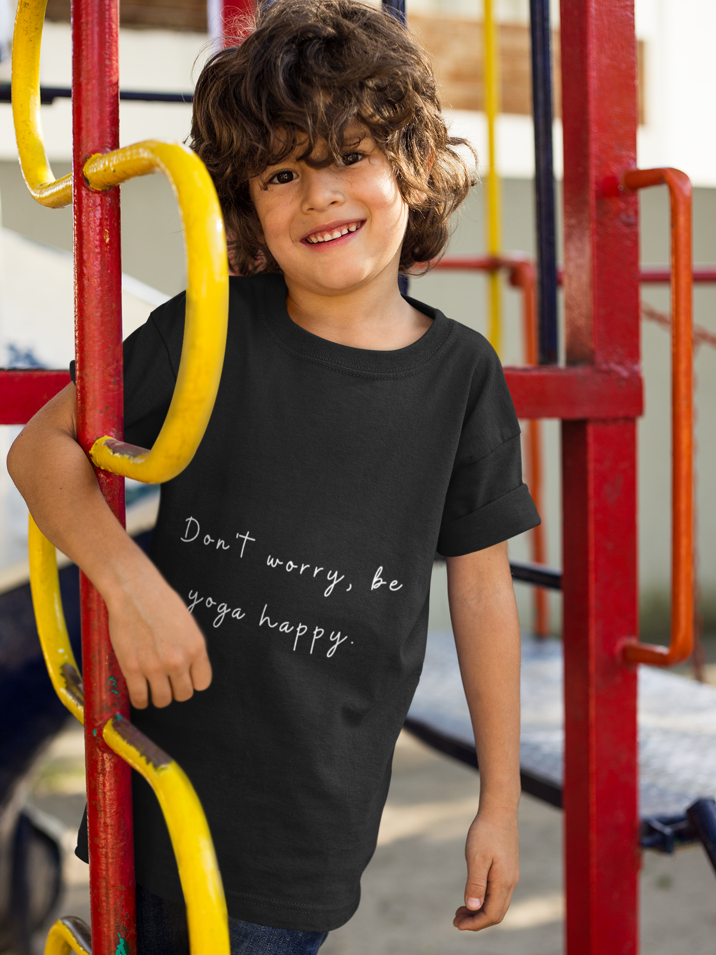 Don't Worry Be Yoga Happy - Yoga Motivational Youth Tee I Kids Yoga T-Shirt I Positive Message Tee I Gift for Young Yogis I Casual Summer Top for Kids