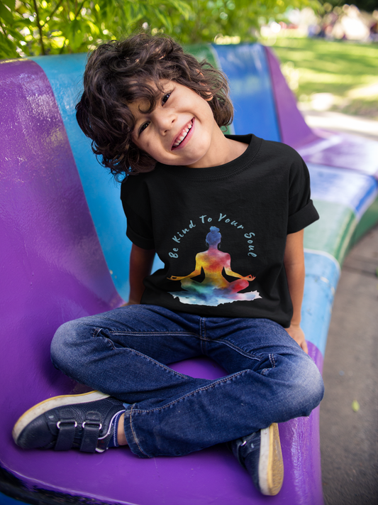 "Be Kind To Your Soul" Youthful Tee - Kids Yoga T-Shirt I Mindfulness & Inspirational Apparel I Gift for Young Yogis