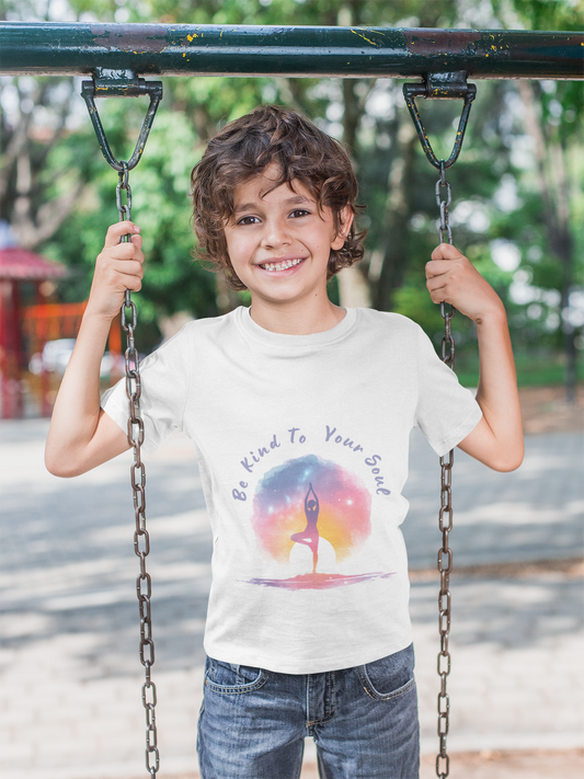 "Be Kind To Your Soul" Youthful Tee - Kids Yoga T-Shirt I Mindfulness & Inspirational Apparel I Gift for Young Yogis