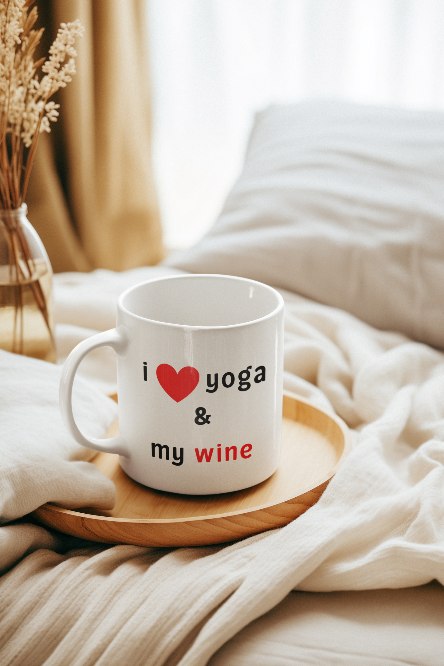 I Love Yoga & My Wine Mug  - Fun Gift for Yogis I Coffee & Wine Lovers I Home Decor I Yoga Studio I Birthday Gift