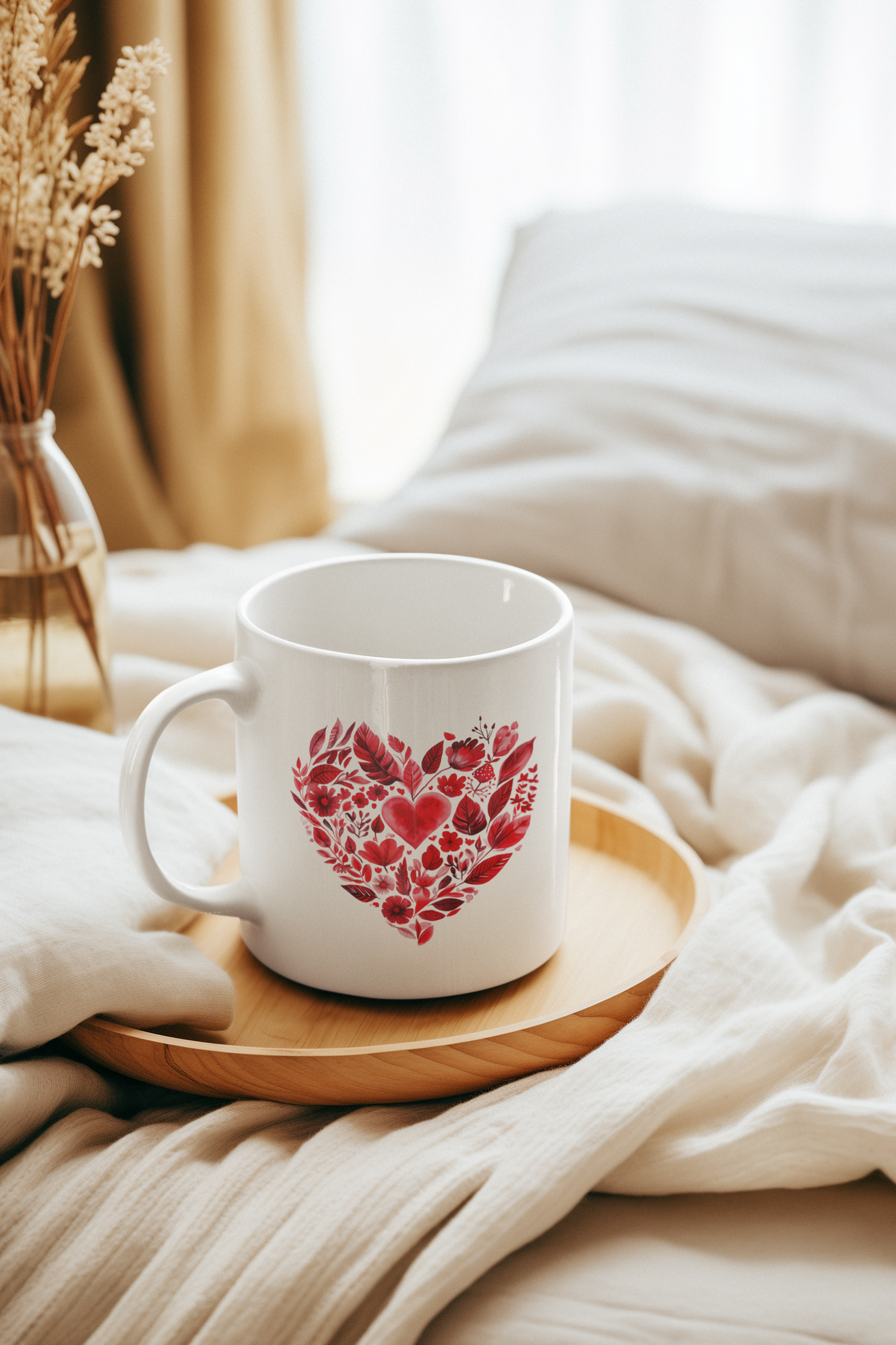 Romantic Floral Heart Mandala Mug - Perfect Gift for Couples I Tea Lovers I Yoga Enthusiasts I Valentine's Day I Birthday I Home Decor I Coffee Mug