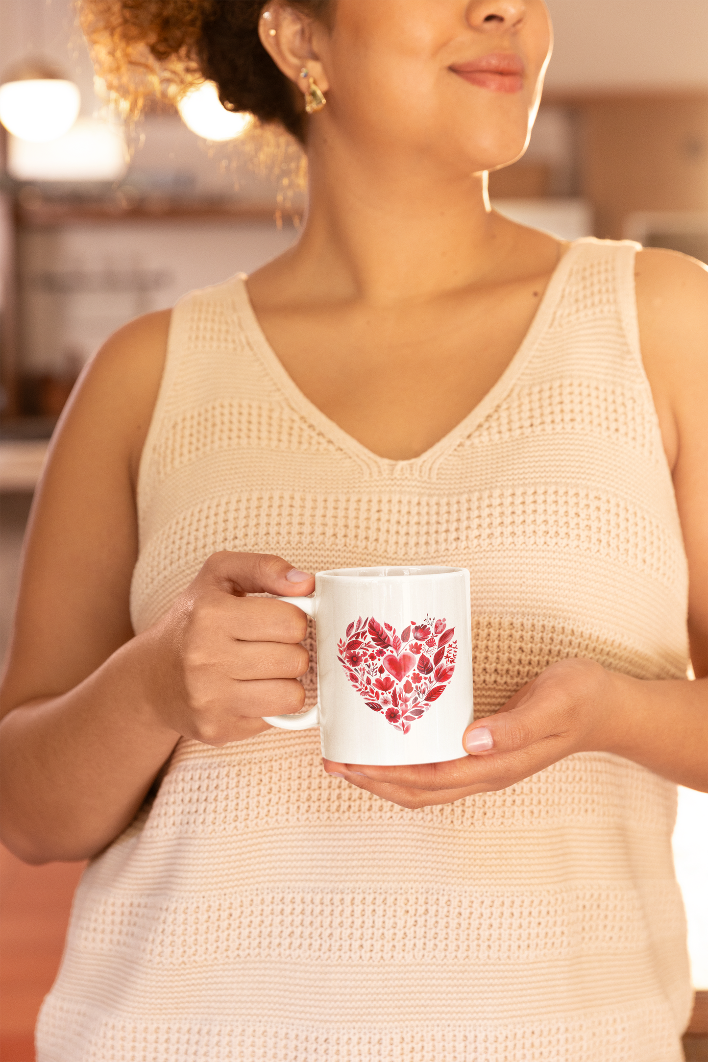 Romantic Floral Heart Mandala Mug - Perfect Gift for Couples I Tea Lovers I Yoga Enthusiasts I Valentine's Day I Birthday I Home Decor I Coffee Mug