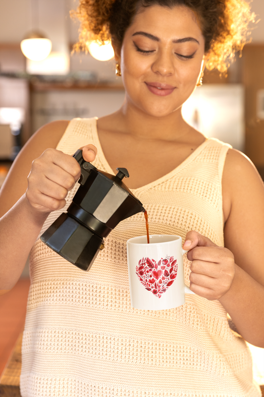 Romantic Floral Heart Mandala Mug - Perfect Gift for Couples I Tea Lovers I Yoga Enthusiasts I Valentine's Day I Birthday I Home Decor I Coffee Mug