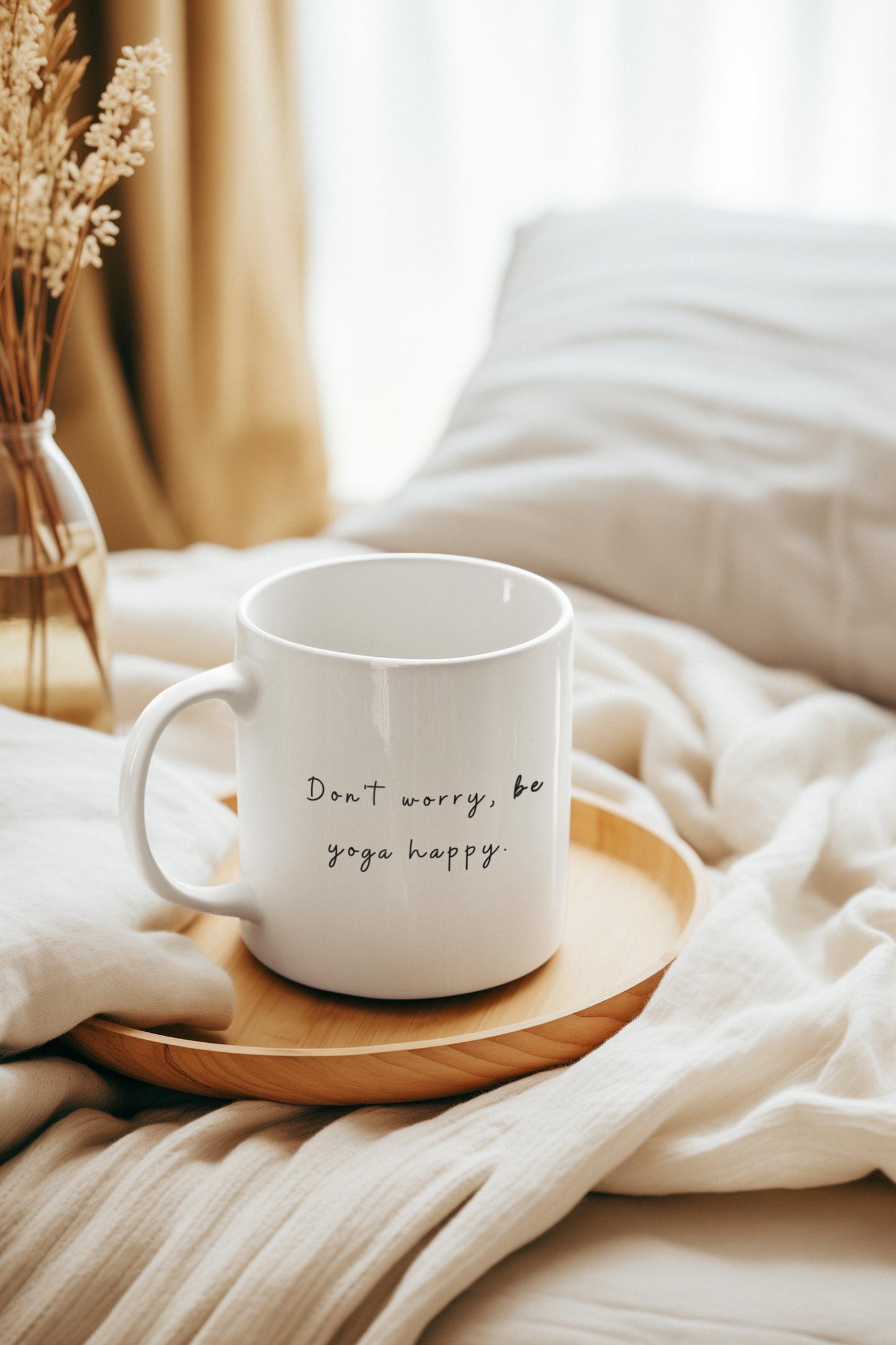 Don't Worry Be Yoga Happy - Yoga Inspirational Mug I Motivational Coffee Cup I Gift for Yogis I Wellness Mug I Self-Care Drinkware