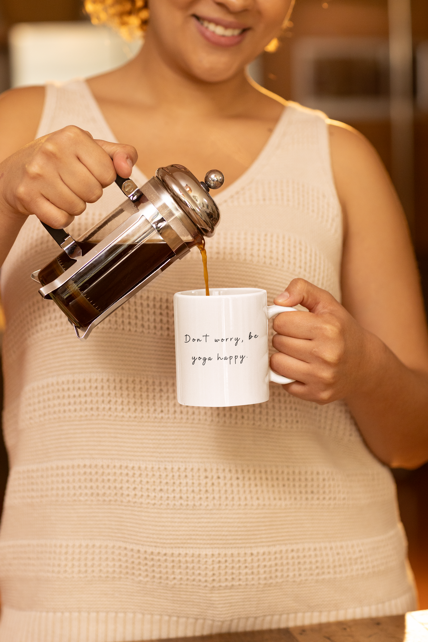 Don't Worry Be Yoga Happy - Yoga Inspirational Mug I Motivational Coffee Cup I Gift for Yogis I Wellness Mug I Self-Care Drinkware