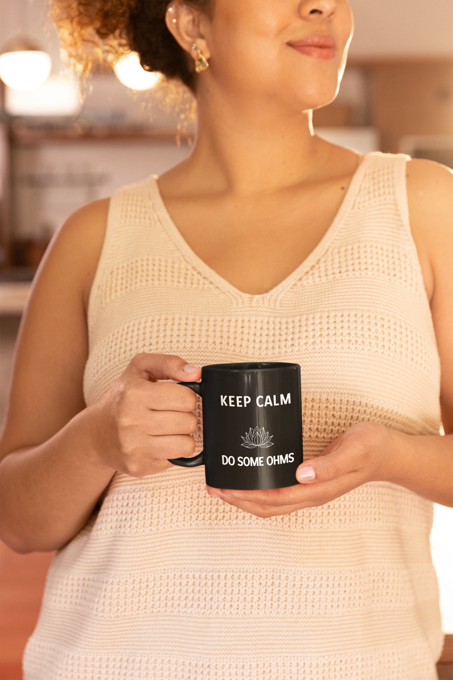 Keep Calm Do Some Ohms - Black Lotus Coffee Mug I 11oz Zen Vibes I Meditation Gift I Yoga Enthusiast I Relaxation I Home Decor