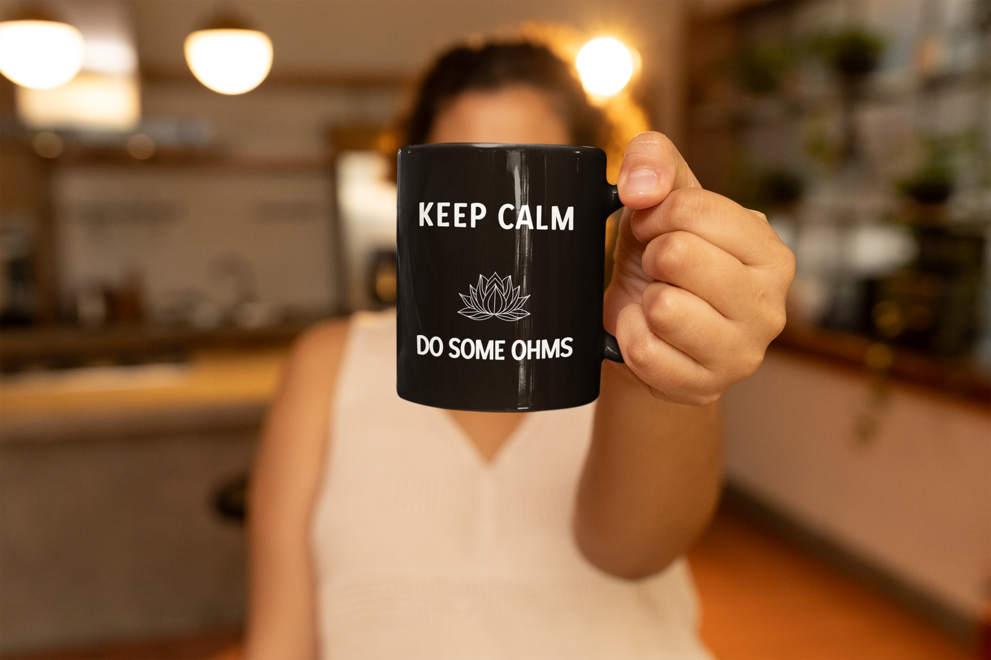 Keep Calm Do Some Ohms - Black Lotus Coffee Mug I 11oz Zen Vibes I Meditation Gift I Yoga Enthusiast I Relaxation I Home Decor