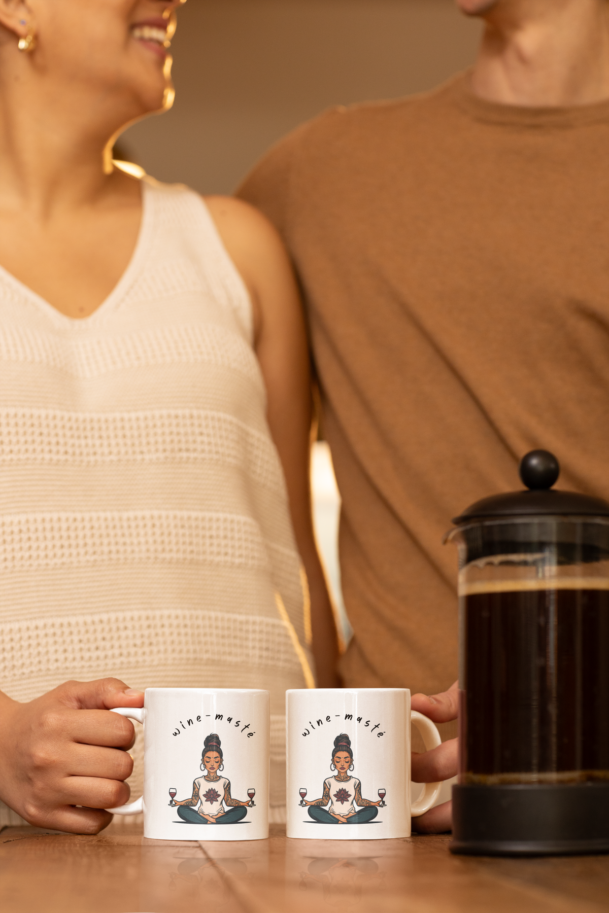 Yoga & Wine Coffee Mug - Meditation Mug I Funny Yoga Mug I Gift For Yogini I Wine Lover's Cup I Wellness Gift