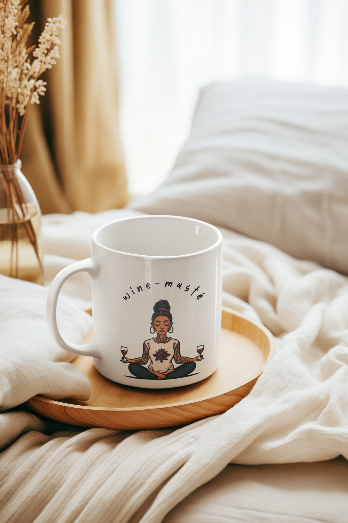 Yoga & Wine Coffee Mug - Meditation Mug I Funny Yoga Mug I Gift For Yogini I Wine Lover's Cup I Wellness Gift