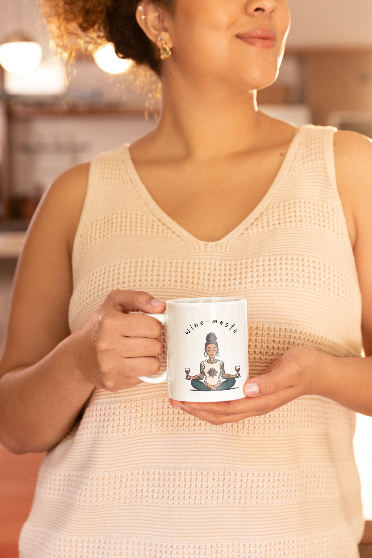 Yoga & Wine Coffee Mug - Meditation Mug I Funny Yoga Mug I Gift For Yogini I Wine Lover's Cup I Wellness Gift
