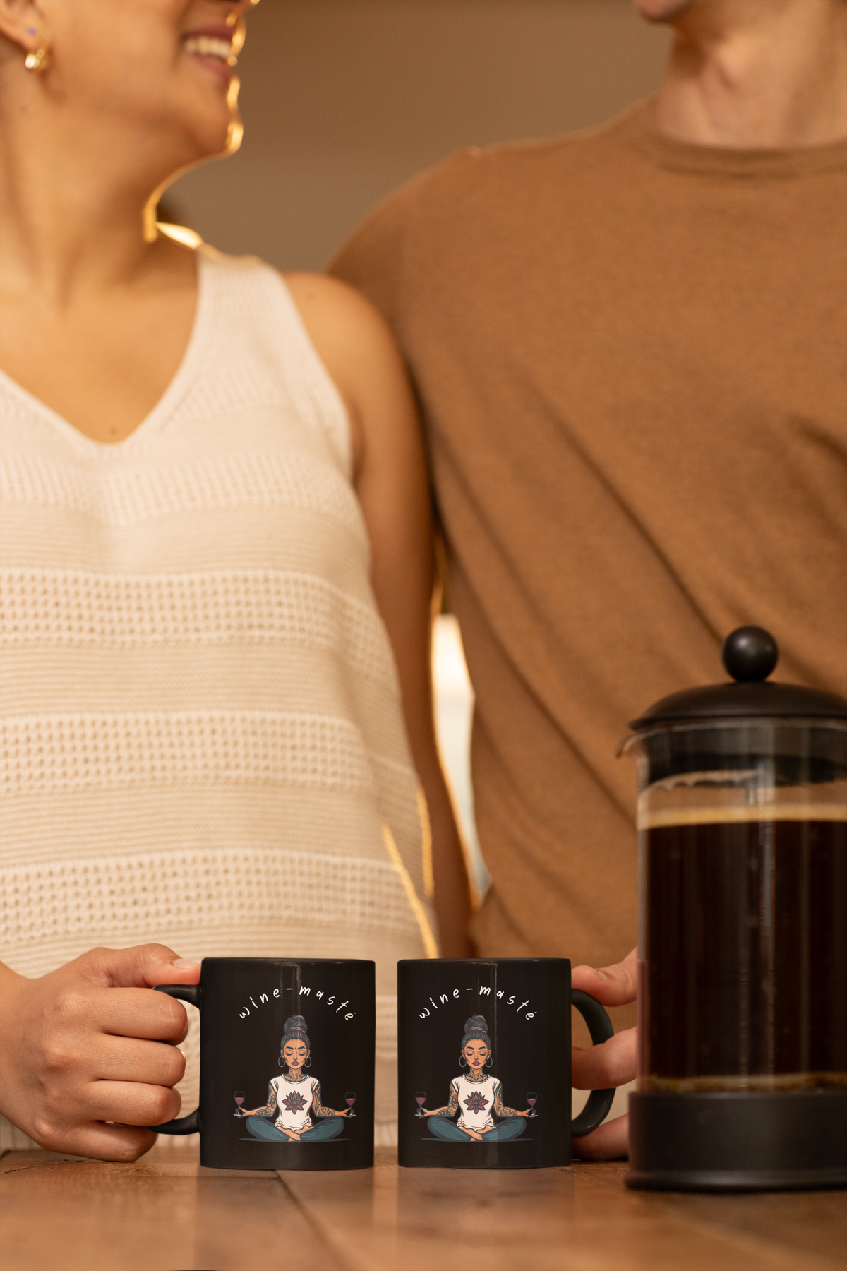 Yoga & Wine Black 11oz Coffee Mug - Meditation Mug I Funny Yoga Coffee Cup I Wellness Gift I Wine Lover's Gift I Yogini Mug