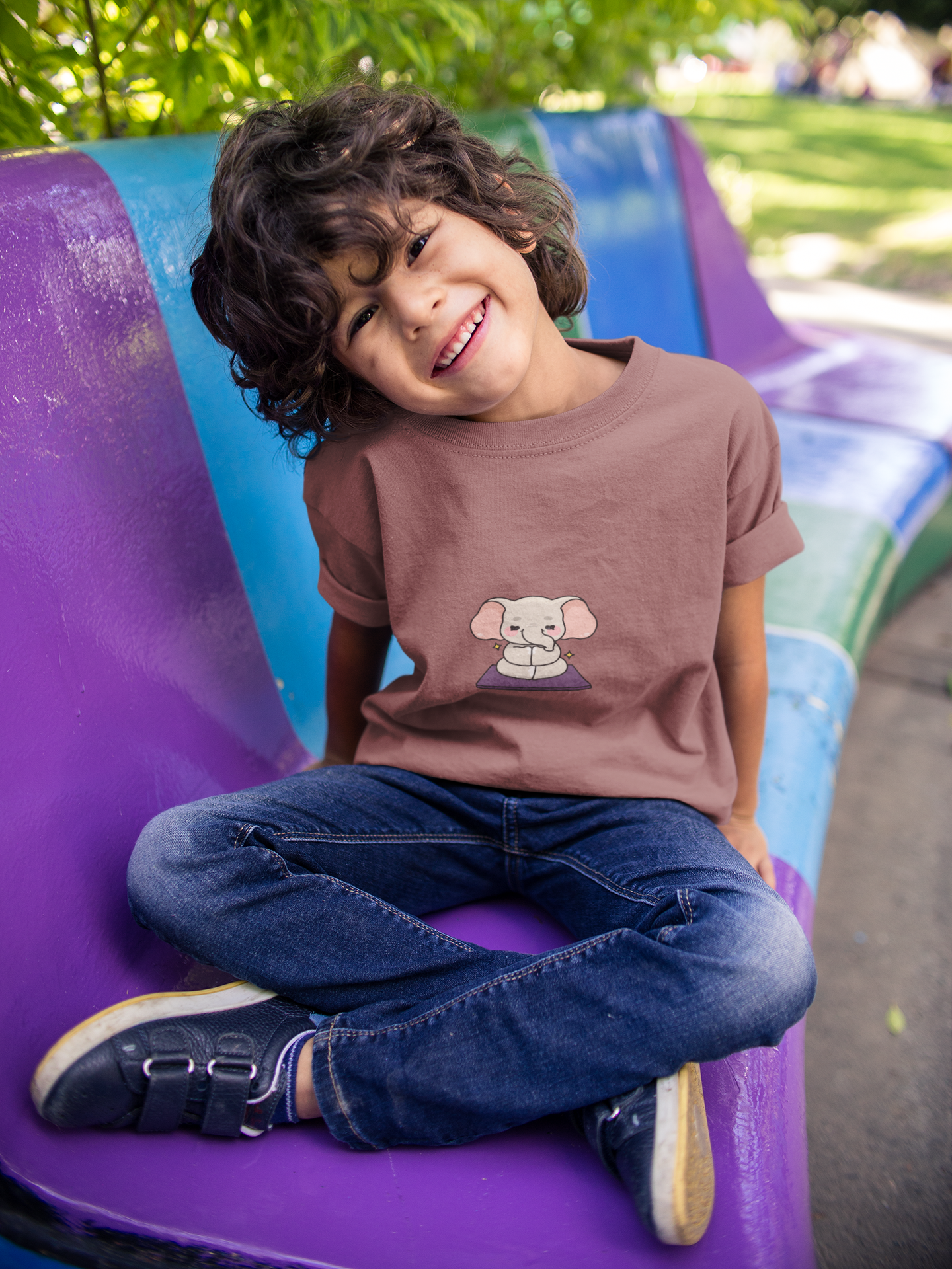 Kids Yoga Elephant T‑Shirt — Cute Meditating Elephant Shirt For Girls & Boys I Namaste Shirt For Kids I Meditation Gift For Little Yogi