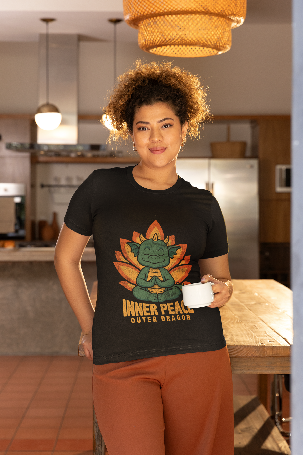 Inner Peace Outer Dragon T-Shirt — Zen Dragon Yoga Tee I Meditating Dragon Shirt I Retro Dragon Gift For Yogi
