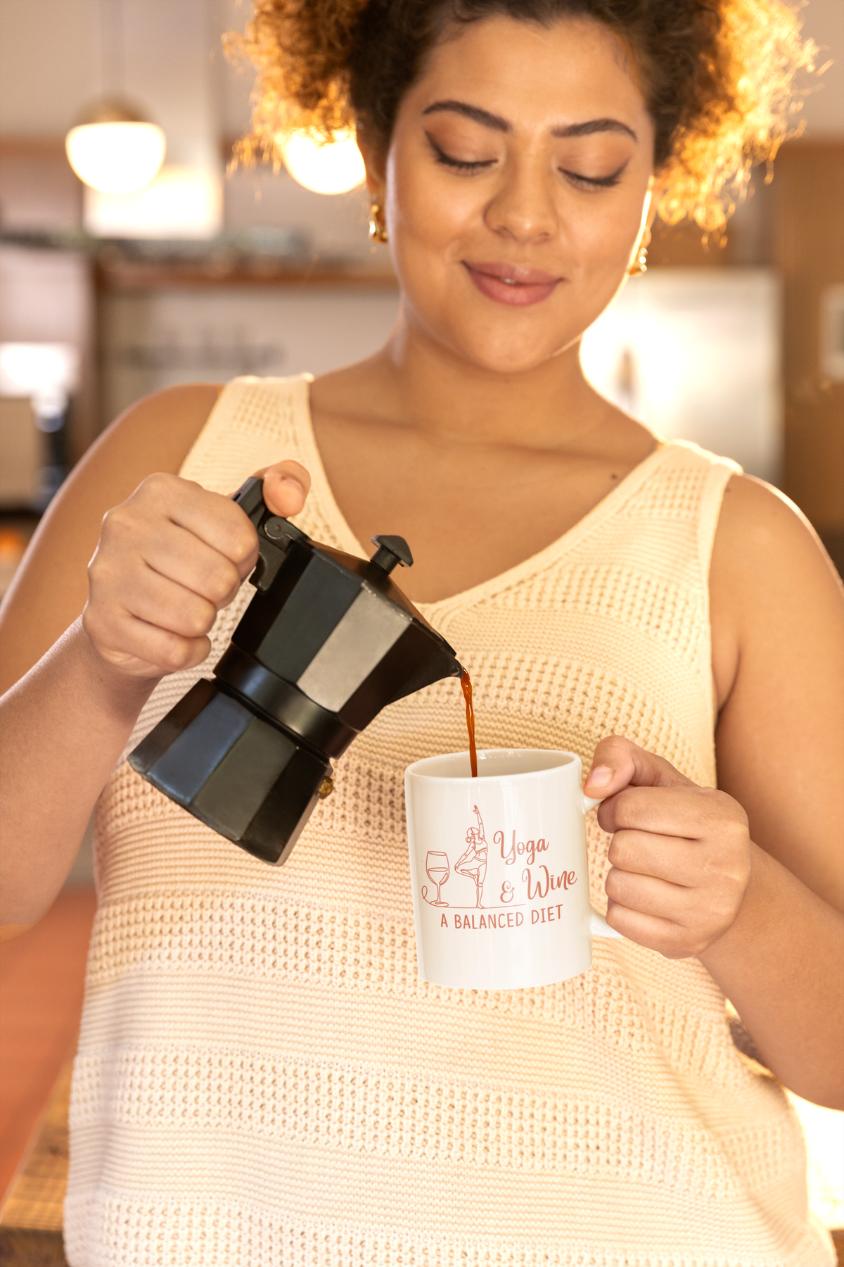 Yoga & Wine Mug — "A Balanced Diet" 11oz Ceramic Coffee Cup I Funny Yoga Mug I Meditation Gift For Yogi