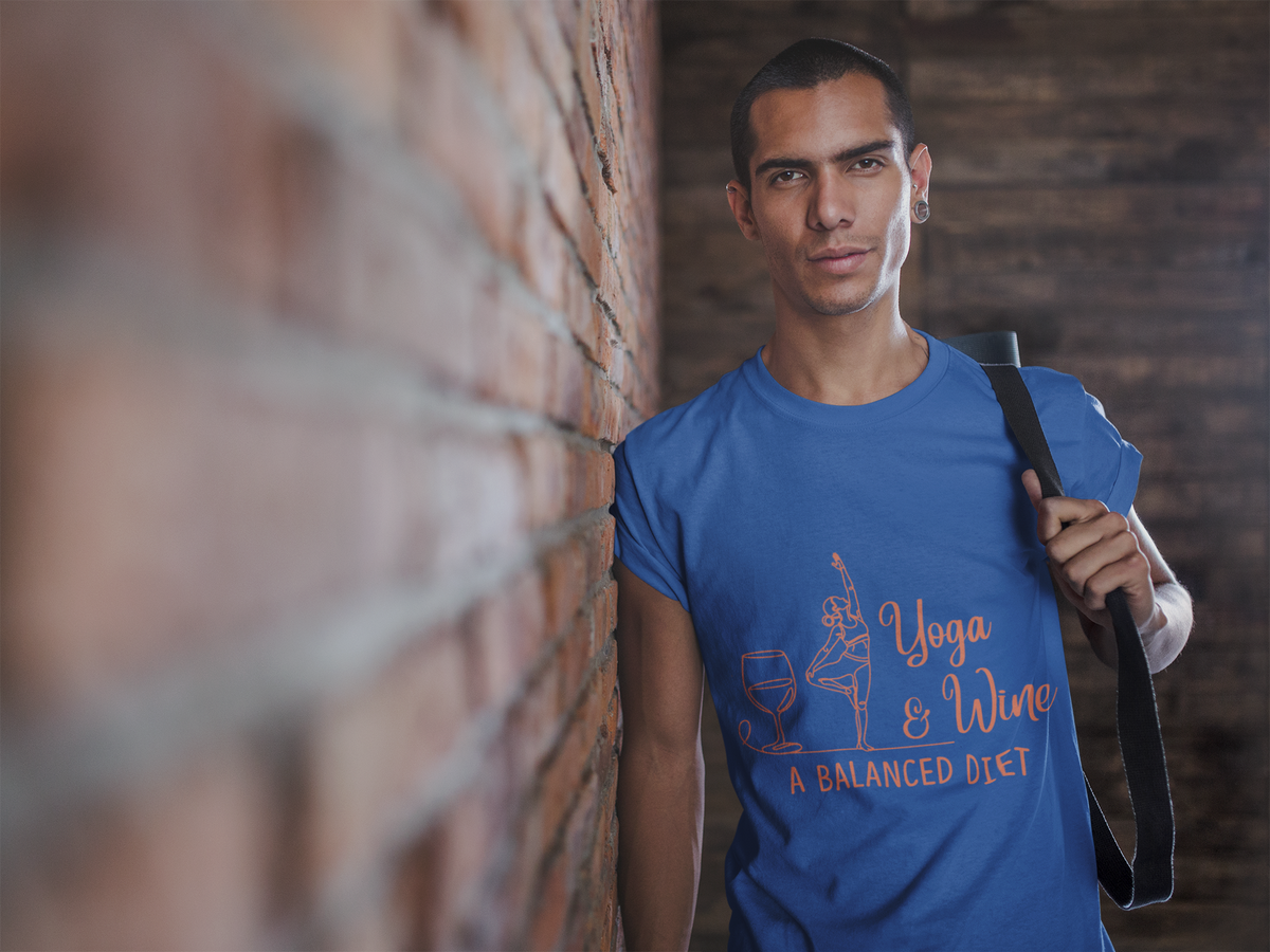 Yoga & Wine Tee — "A Balanced Diet" Yoga T-Shirt I Funny Yoga Shirt I Meditation Tee I Wine Lover Gift
