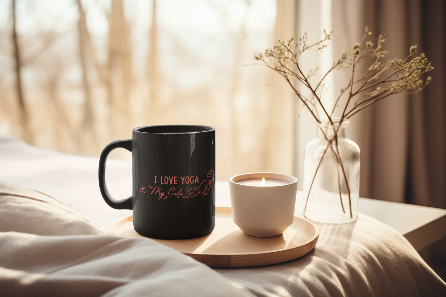 Yoga & Cats Coffee Mug — "I Love Yoga & My Cats" 11oz Black Mug I Meditation Gift I Cat Mom Coffee Cup