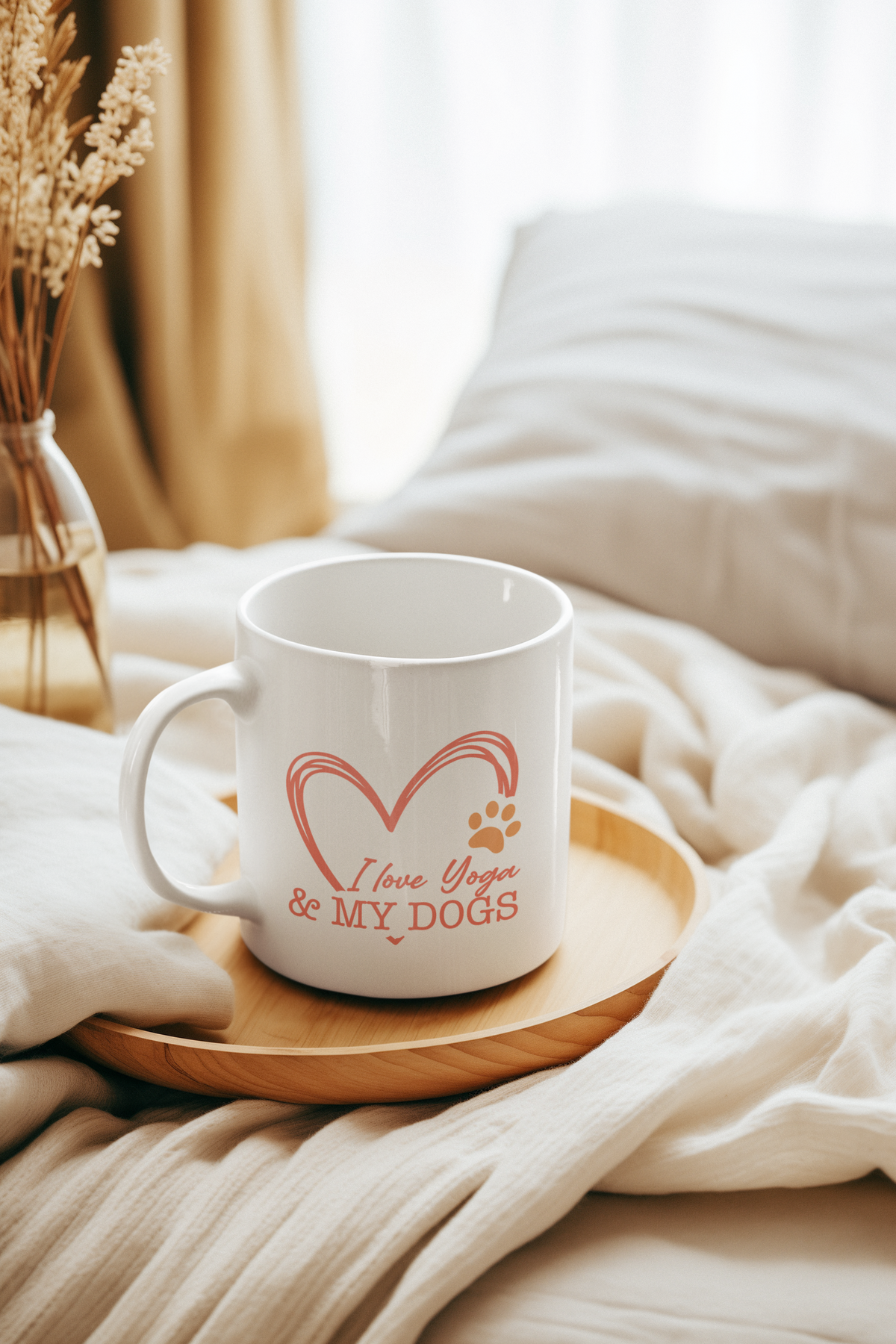 I Love You & My Dogs Mug — Cute Heart & Paw 11oz Coffee Cup For Dog Lovers I Meditation Gift I Yoga Coffee Mug