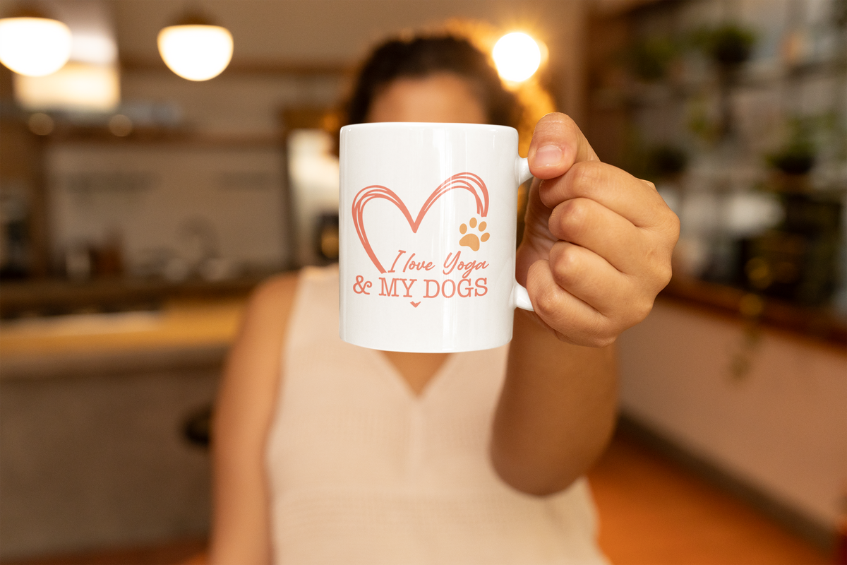 I Love You & My Dogs Mug — Cute Heart & Paw 11oz Coffee Cup For Dog Lovers I Meditation Gift I Yoga Coffee Mug
