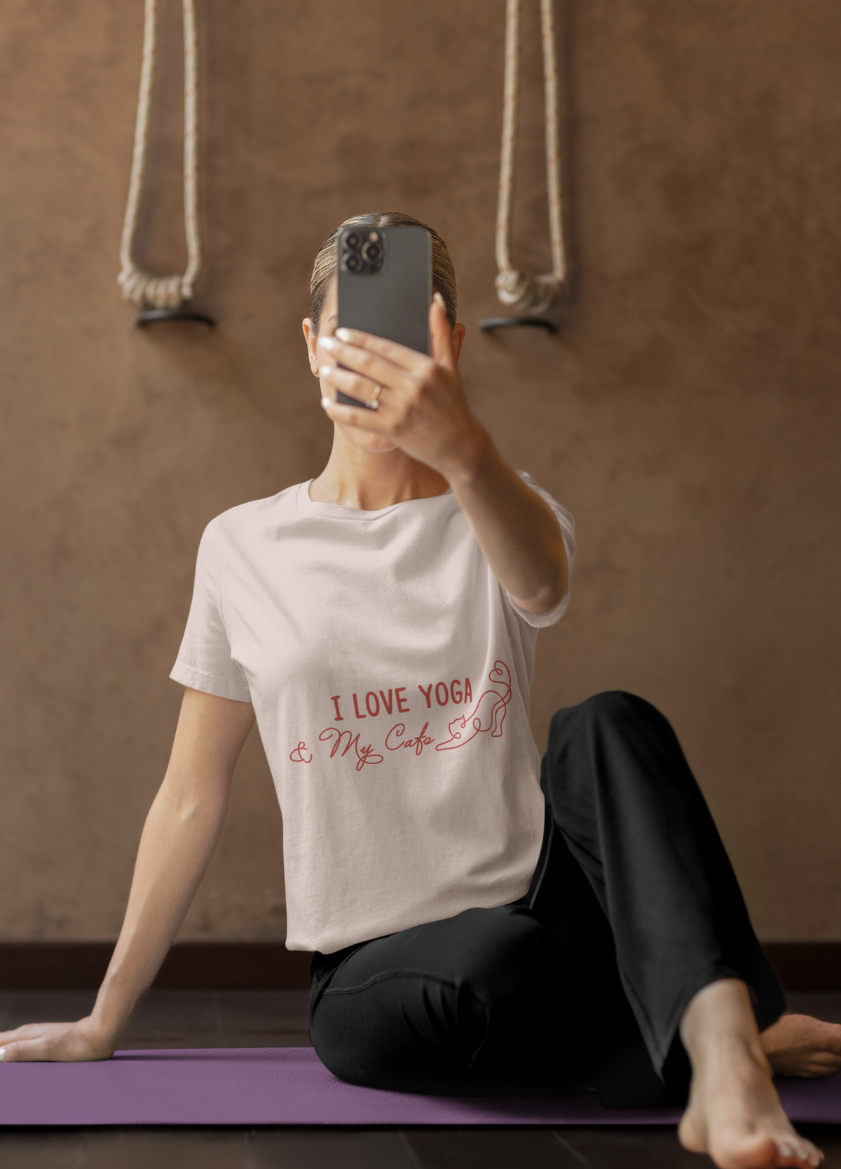 I Love Yoga & My Cats T-Shirt — Cute Yoga Shirt for Cat Lovers I Cat Mom Gift I Meditation Gift For Yogi