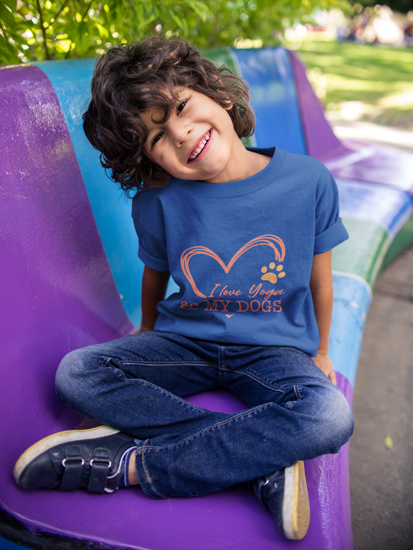 Kids Yoga T-Shirt — "I Love Yoga & My Dogs" Heart Paw Shirt I Girls Yoga Shirt I Boys Yoga Shirt I Cute Yoga Tee I Meditation Gift For Kids