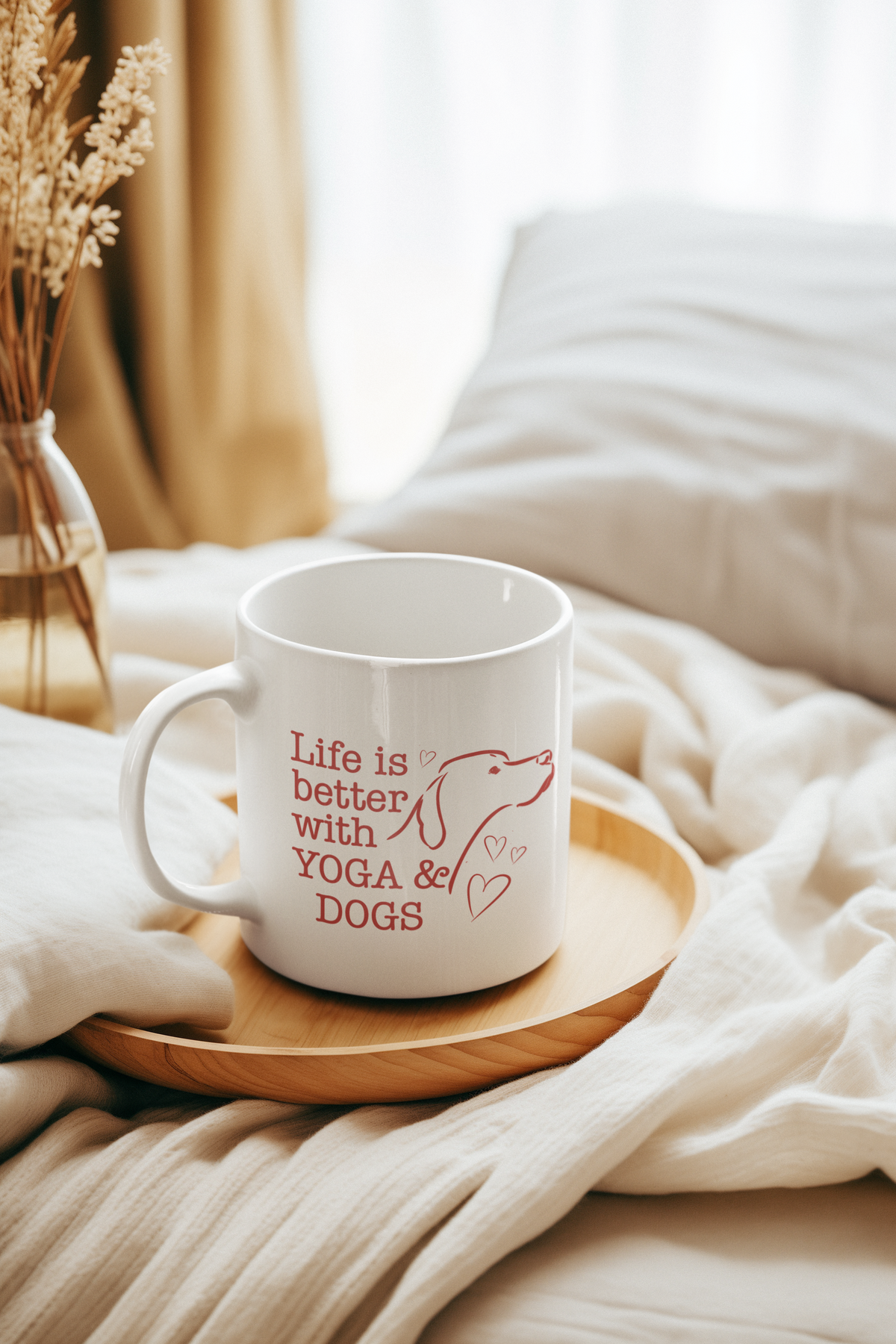 Yoga & Dogs Mug — “Life Is Better With Yoga & Dogs” 11oz Ceramic Coffee Cup I Yoga Coffee Mug For Dog Lovers I Meditation Gift