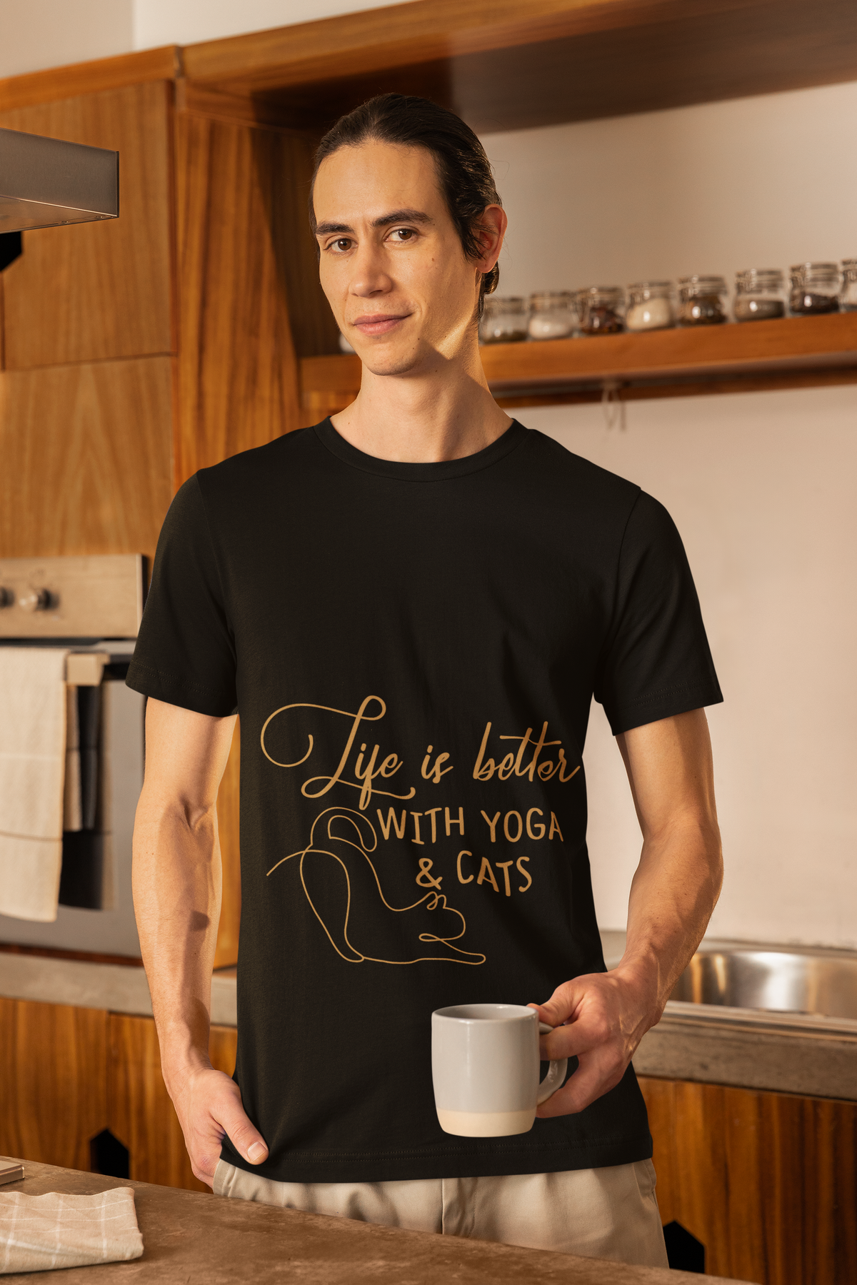 Yoga & Cats T-Shirt - "Life Is Better With Yoga & Cats" Relaxed T-Shirt I Meditation Gift I Cute Yoga Shirt