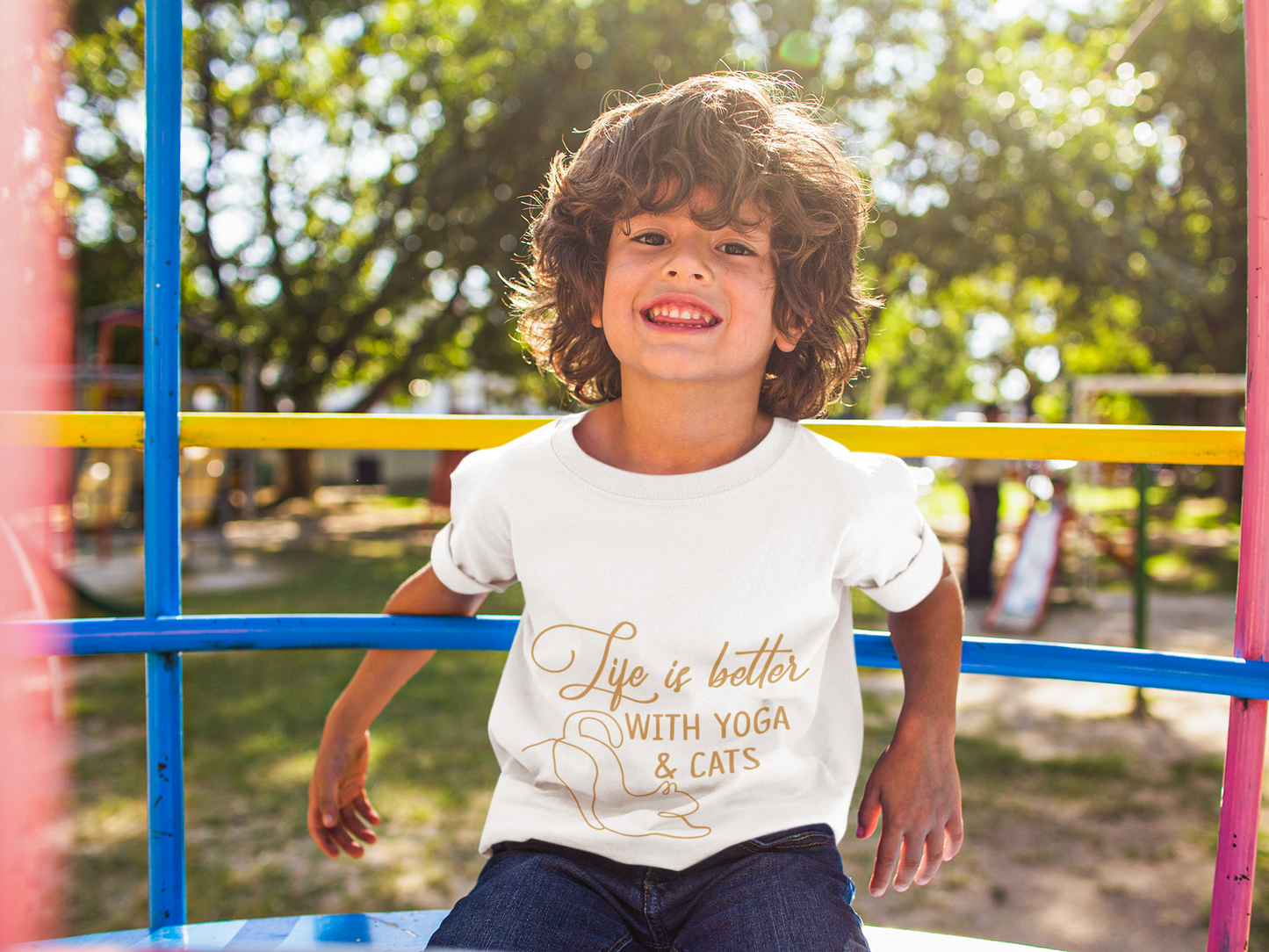 Kids Yoga T-Shirt — "Life Is Better With Yoga & Cats" I Kids Yoga & Cat Lover Shirt I Meditation Gift For Kids