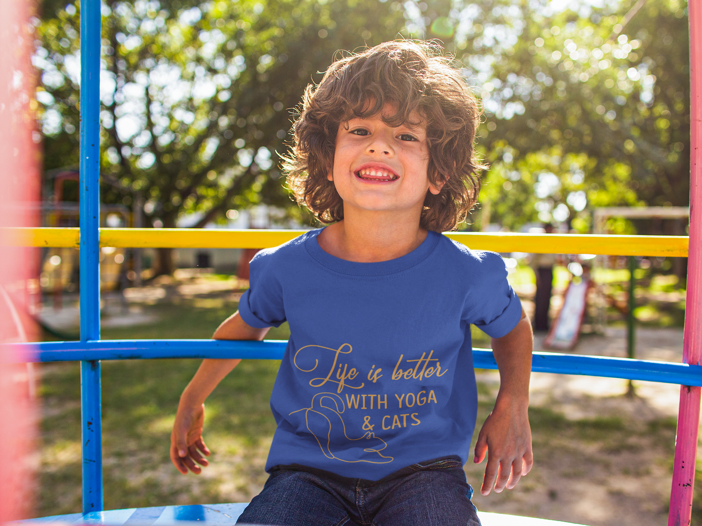Kids Yoga T-Shirt — "Life Is Better With Yoga & Cats" I Kids Yoga & Cat Lover Shirt I Meditation Gift For Kids