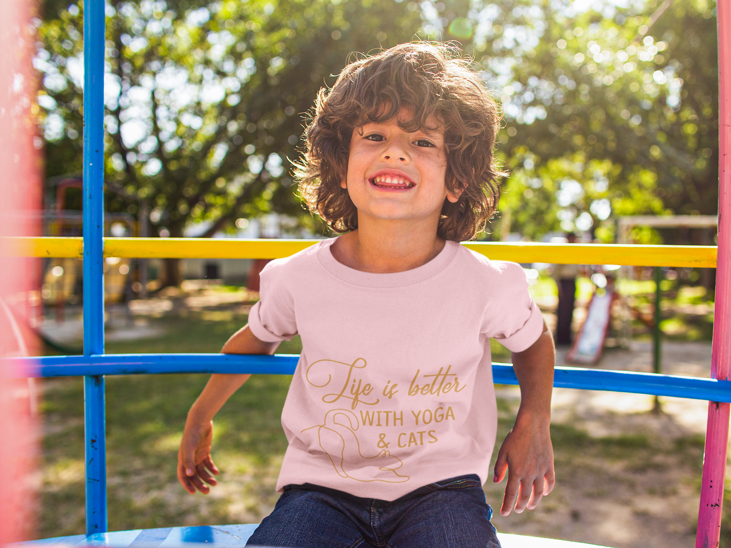 Kids Yoga T-Shirt — "Life Is Better With Yoga & Cats" I Kids Yoga & Cat Lover Shirt I Meditation Gift For Kids