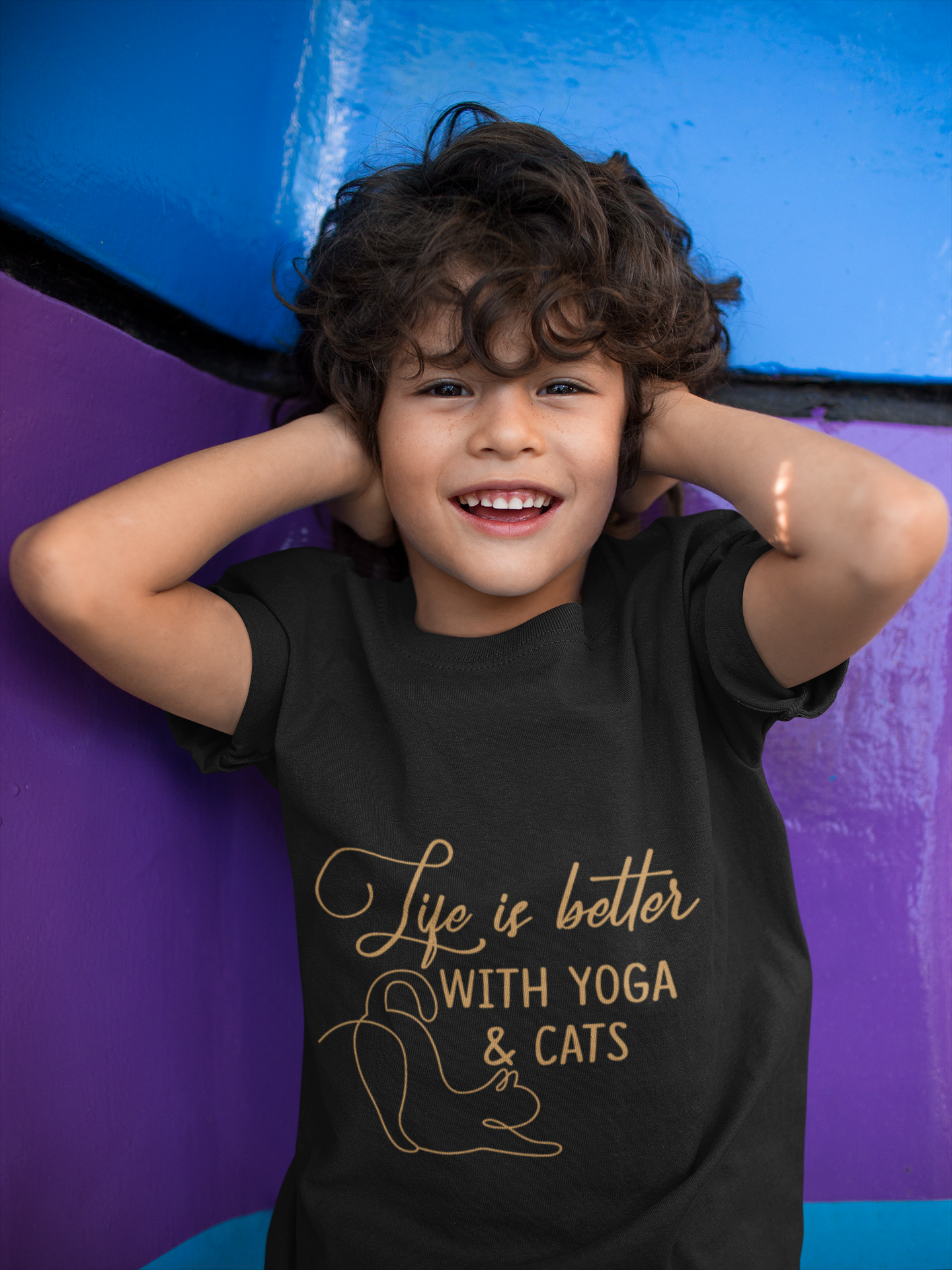 Kids Yoga T-Shirt — "Life Is Better With Yoga & Cats" I Kids Yoga & Cat Lover Shirt I Meditation Gift For Kids