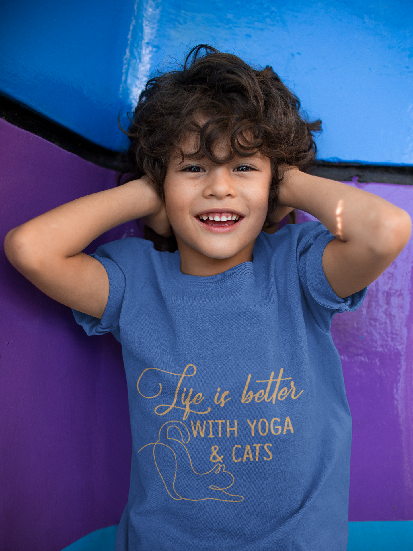Kids Yoga T-Shirt — "Life Is Better With Yoga & Cats" I Kids Yoga & Cat Lover Shirt I Meditation Gift For Kids