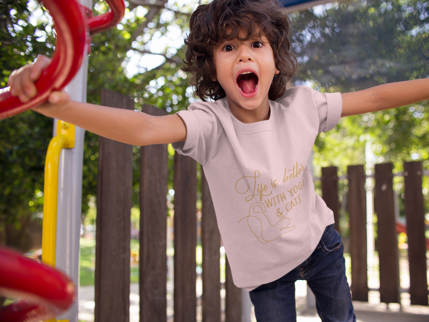 Kids Yoga T-Shirt — "Life Is Better With Yoga & Cats" I Kids Yoga & Cat Lover Shirt I Meditation Gift For Kids