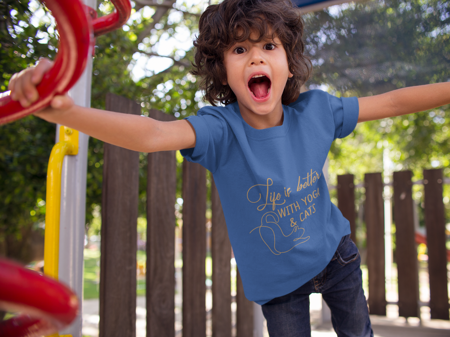 Kids Yoga T-Shirt — "Life Is Better With Yoga & Cats" I Kids Yoga & Cat Lover Shirt I Meditation Gift For Kids