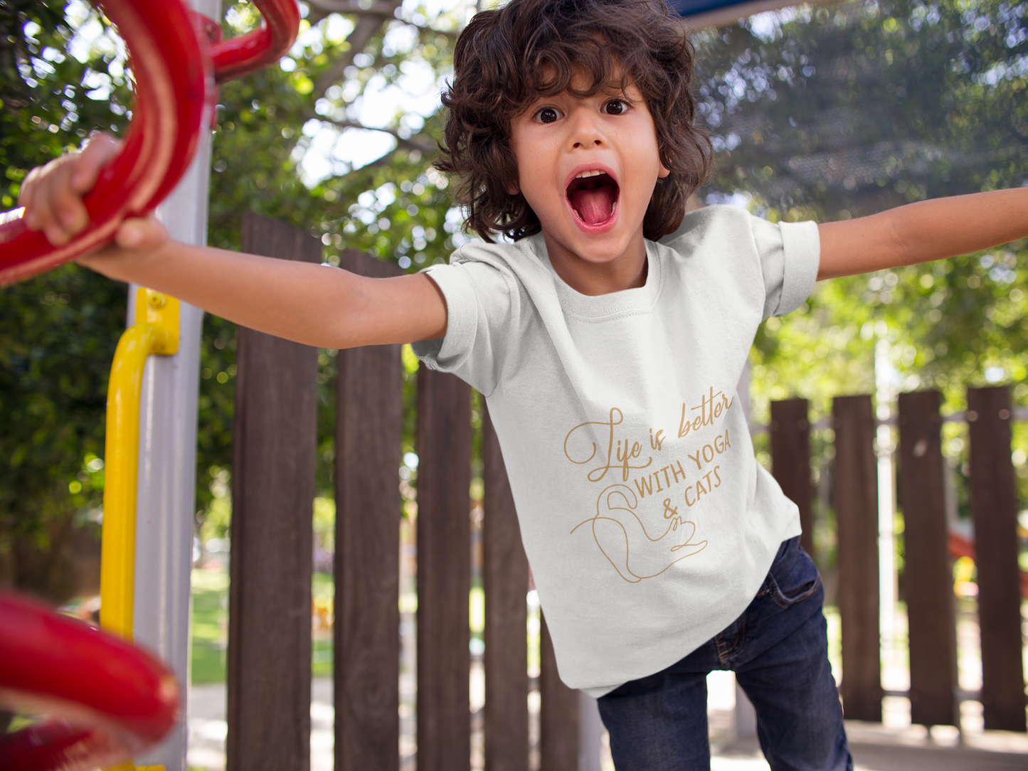 Kids Yoga T-Shirt — "Life Is Better With Yoga & Cats" I Kids Yoga & Cat Lover Shirt I Meditation Gift For Kids