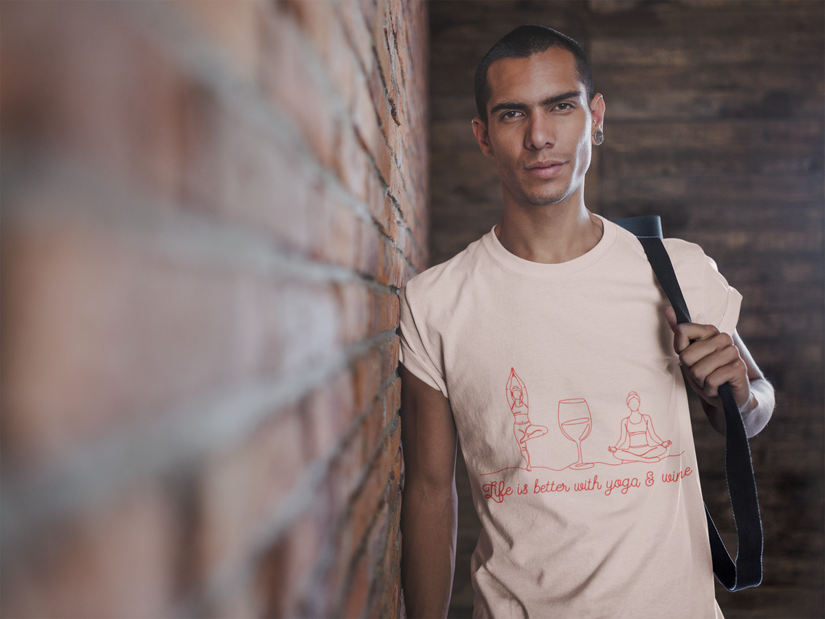 Yoga & Wine T-Shirt — "Life Is Better With Yoga & Wine" Relaxed Shirt I Wine Lover Shirt I Meditation Gift