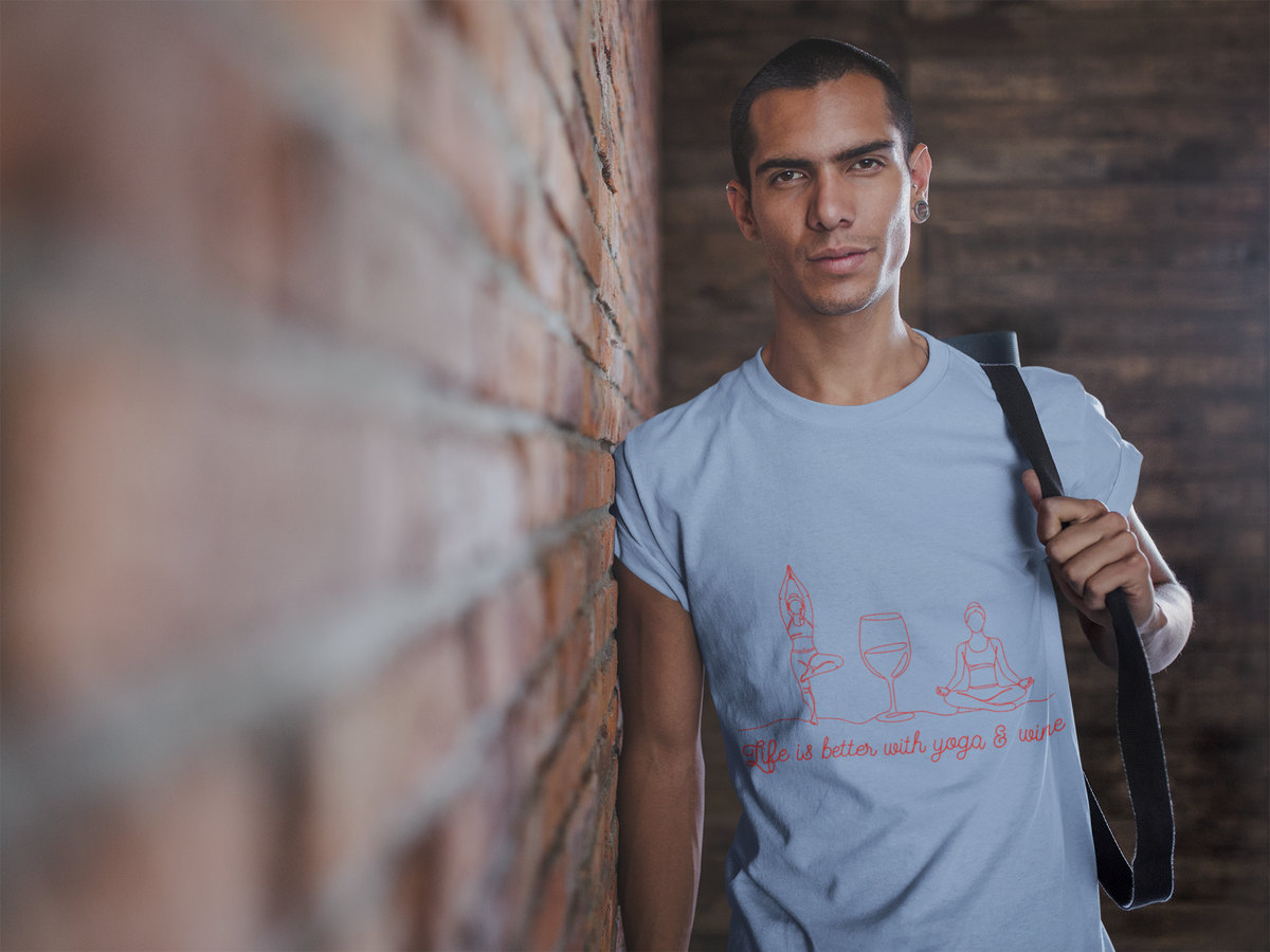 Yoga & Wine T-Shirt — "Life Is Better With Yoga & Wine" Relaxed Shirt I Wine Lover Shirt I Meditation Gift