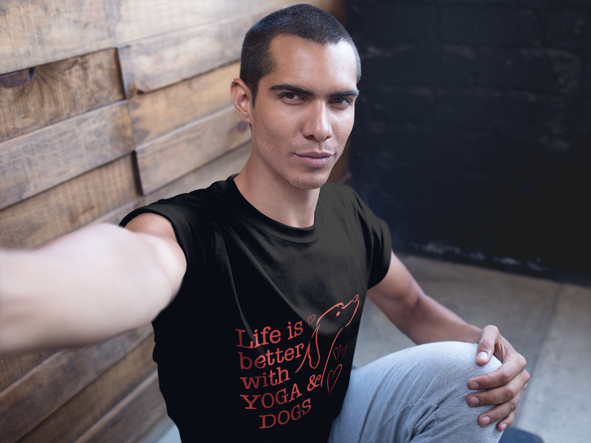 Life Is Better With Yoga & Dogs T‑Shirt I Dog Lovers Shirt I Meditation Gift I Cute Yoga Tee