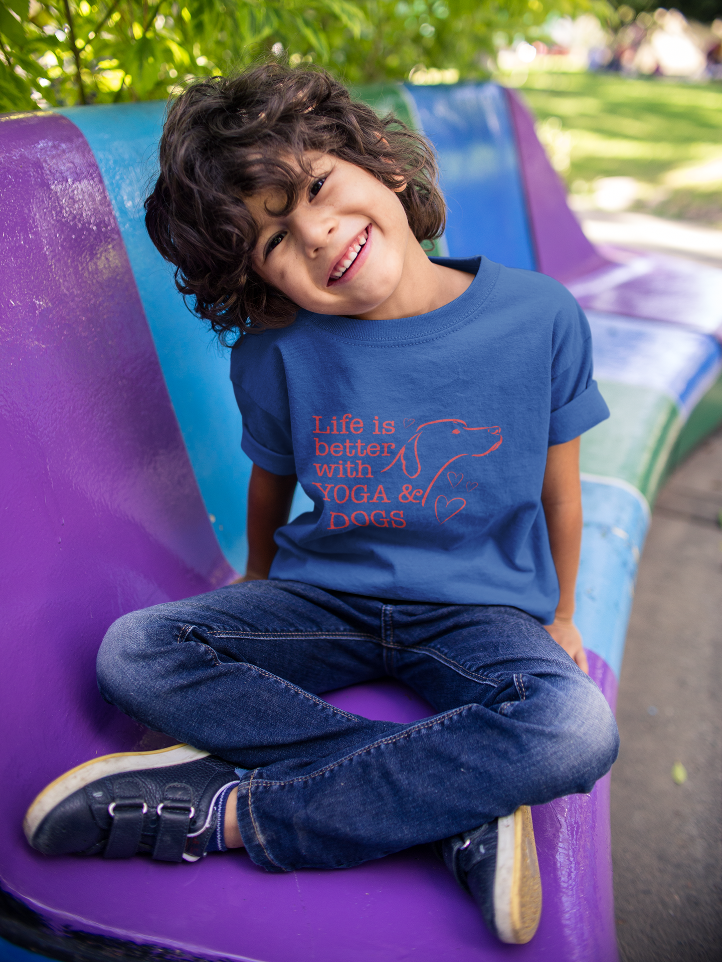 "Life Is Better With Yoga & Dogs" I Kids Yoga & Dog Lover Shirt I Meditation Gift For Kids