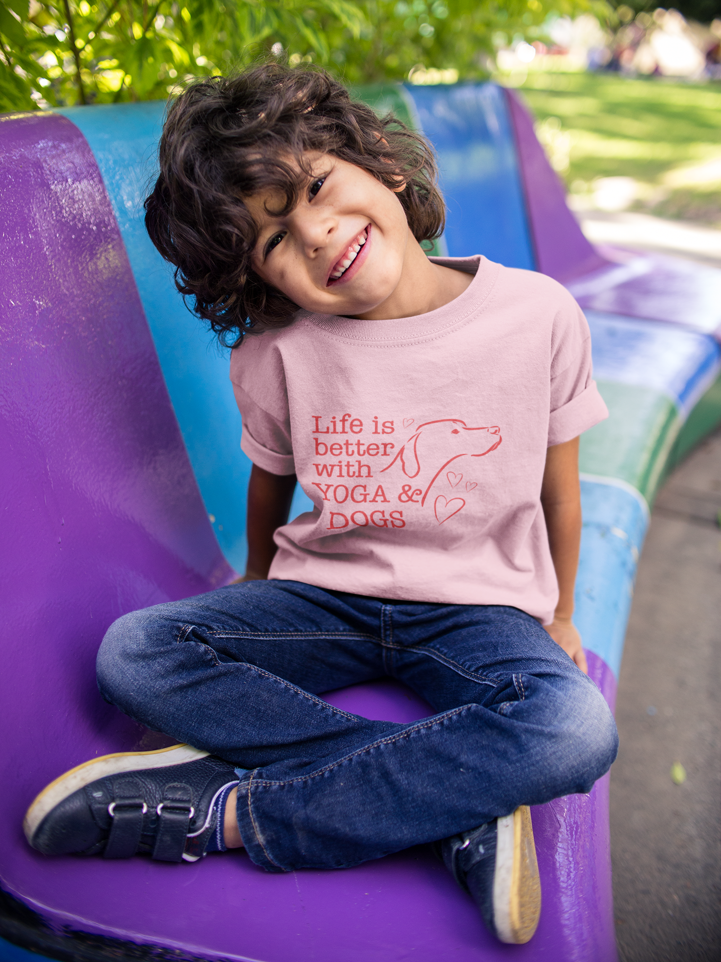 "Life Is Better With Yoga & Dogs" I Kids Yoga & Dog Lover Shirt I Meditation Gift For Kids