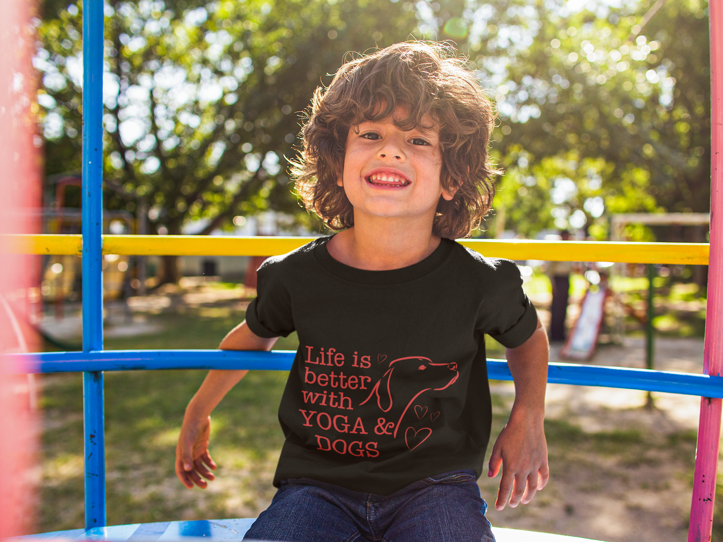 "Life Is Better With Yoga & Dogs" I Kids Yoga & Dog Lover Shirt I Meditation Gift For Kids