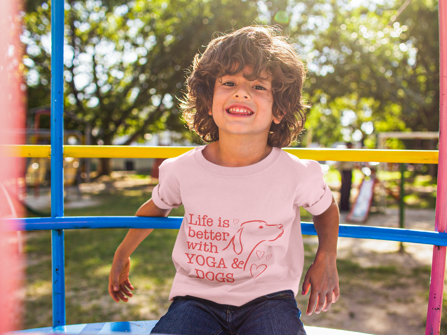 "Life Is Better With Yoga & Dogs" I Kids Yoga & Dog Lover Shirt I Meditation Gift For Kids