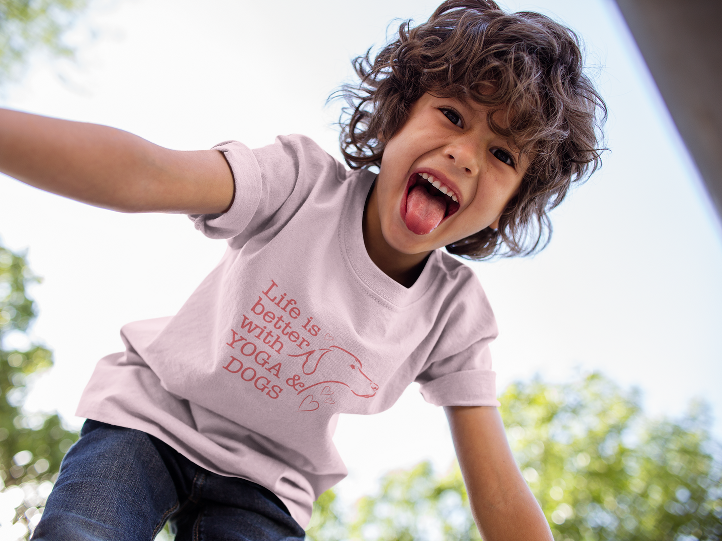 "Life Is Better With Yoga & Dogs" I Kids Yoga & Dog Lover Shirt I Meditation Gift For Kids