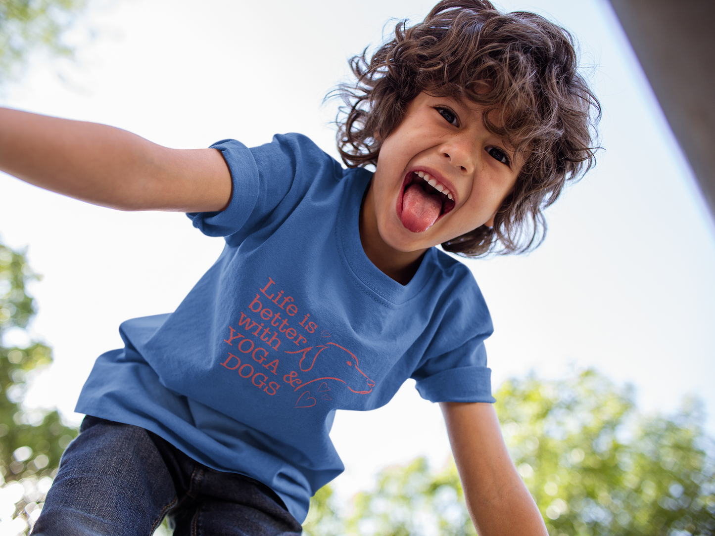 "Life Is Better With Yoga & Dogs" I Kids Yoga & Dog Lover Shirt I Meditation Gift For Kids