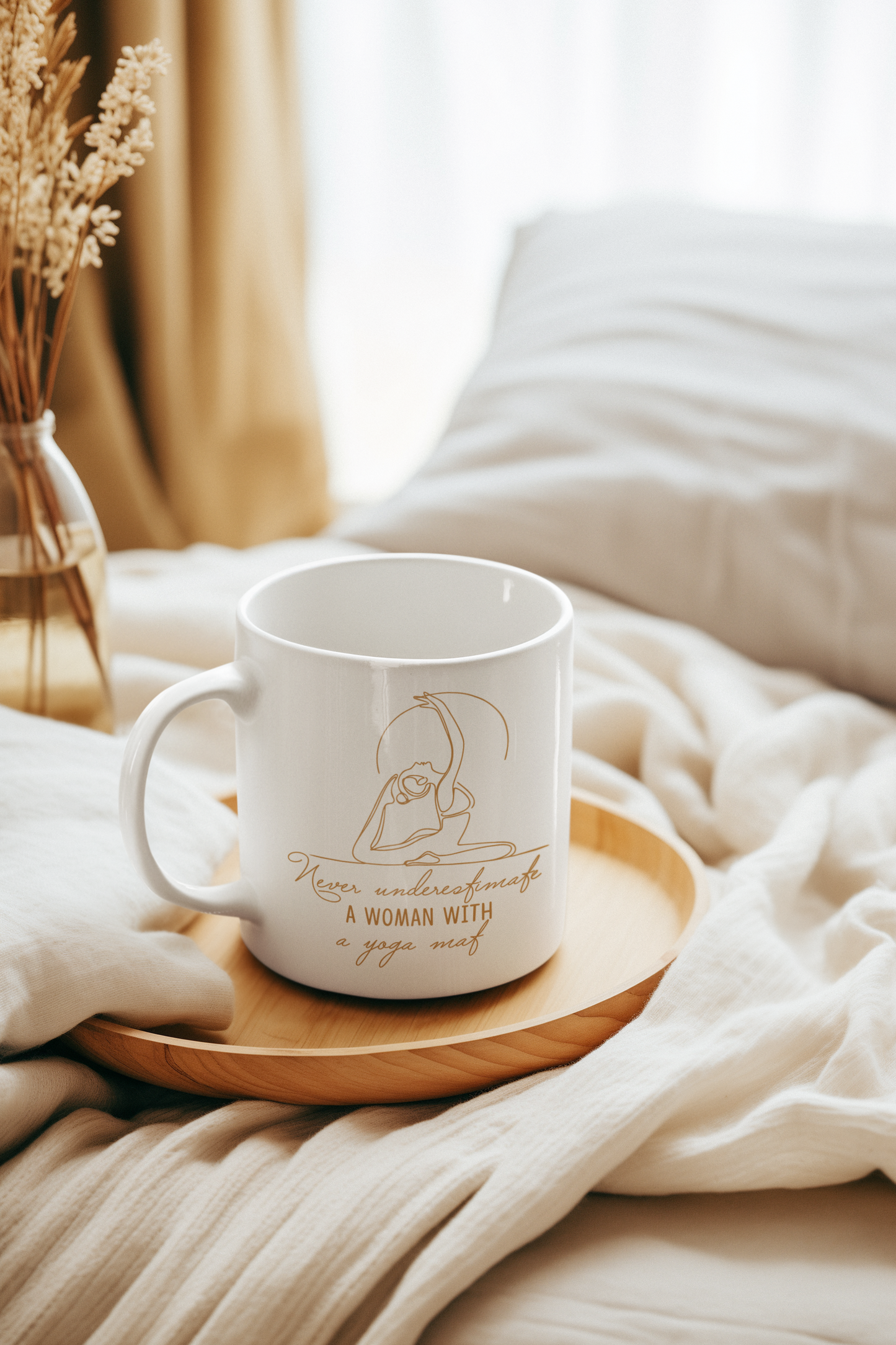 Yoga Coffee Mug — "Never Underestimate a Woman With a Yoga Mat" I Funny Coffee Cup I Meditation Mug I Yogini Gift I Minimalist Mug