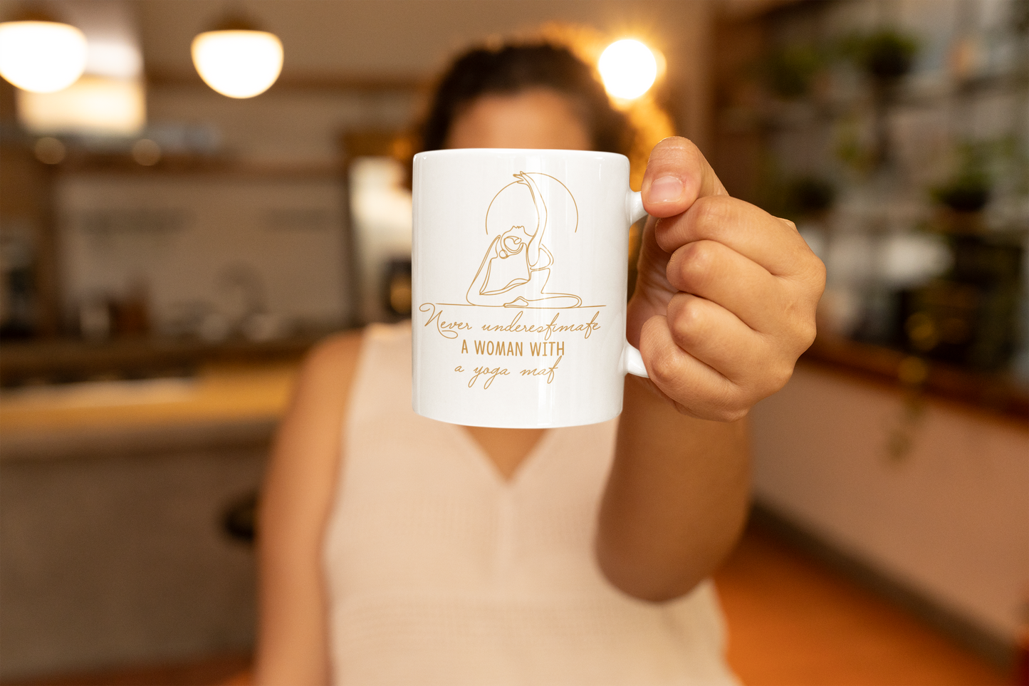 Yoga Coffee Mug — "Never Underestimate a Woman With a Yoga Mat" I Funny Coffee Cup I Meditation Mug I Yogini Gift I Minimalist Mug