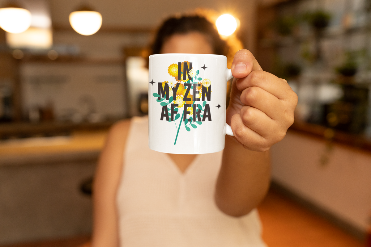 Yoga Coffee Mug "In My Zen AF Era" - Floral Coffee Cup I Meditation Gift For Yogi I Zen Mug I Funny Yoga Mug