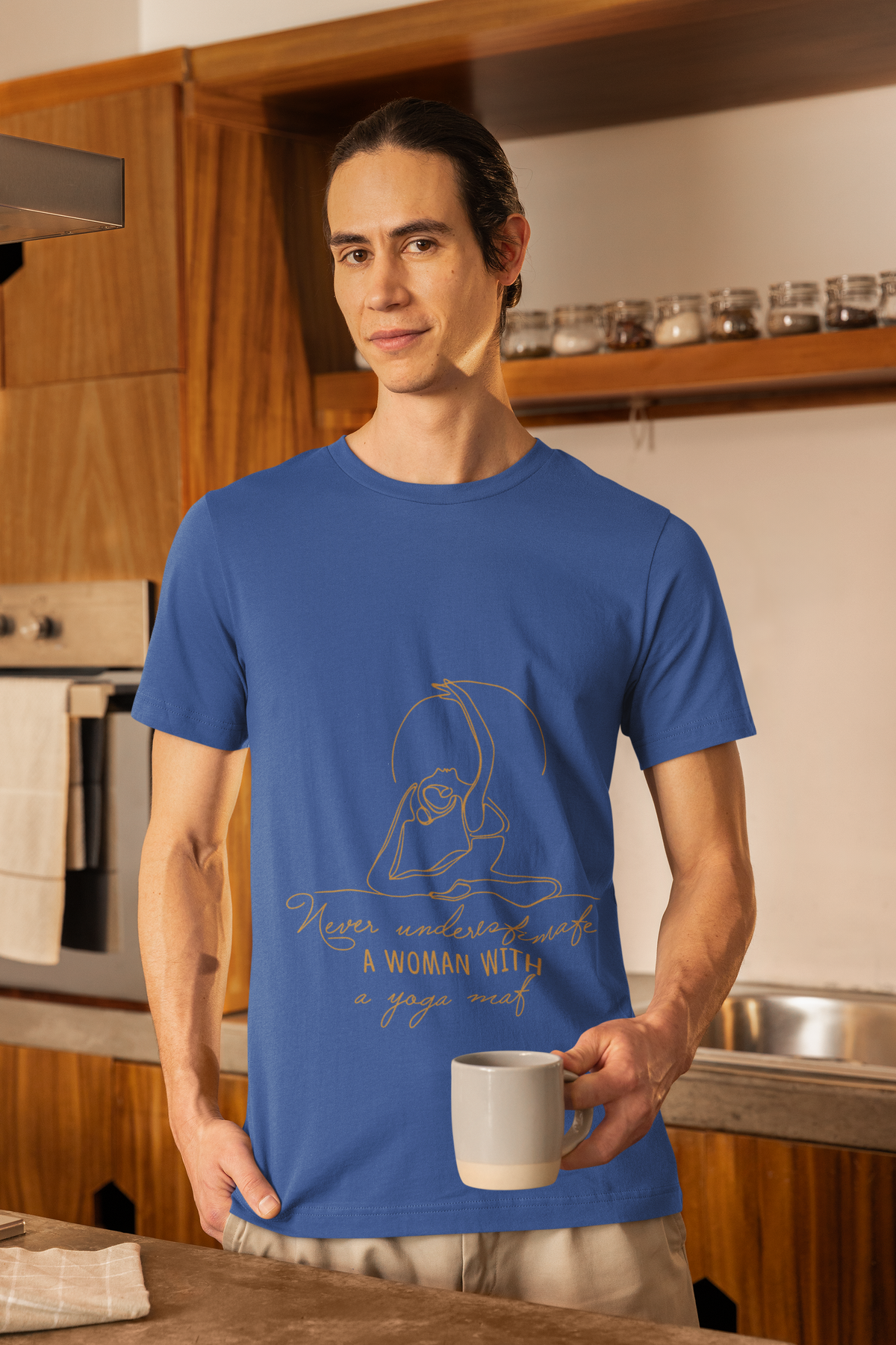 Yoga T-Shirt - "Never Underestimate A Woman with A Yoga Mat" Comfort Tee I Funny Yoga Shirt I Meditation Gift For Yogini