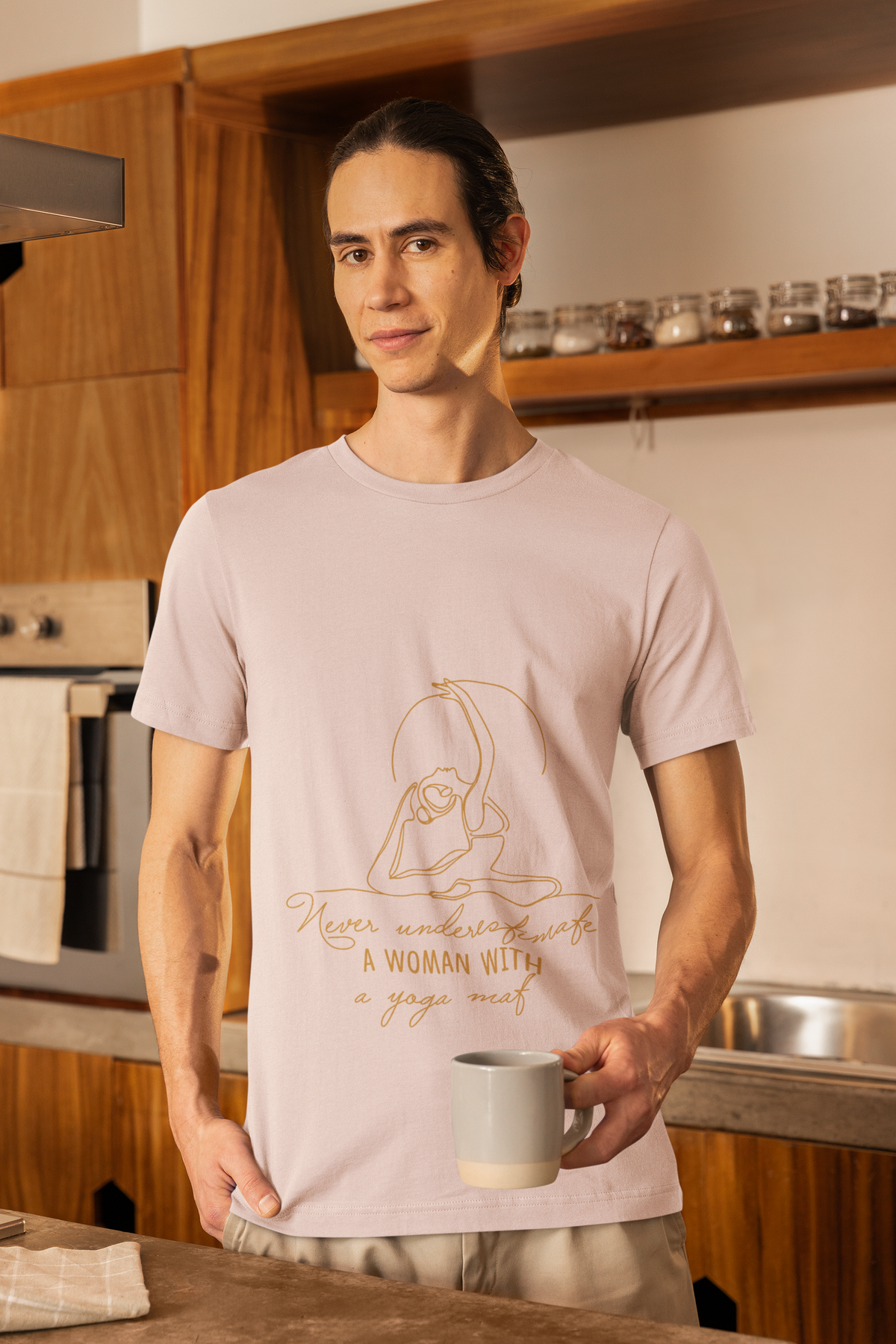 Yoga T-Shirt - "Never Underestimate A Woman with A Yoga Mat" Comfort Tee I Funny Yoga Shirt I Meditation Gift For Yogini